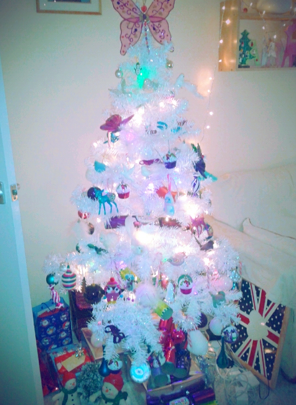 My tree- full of sparkle and pretty things!